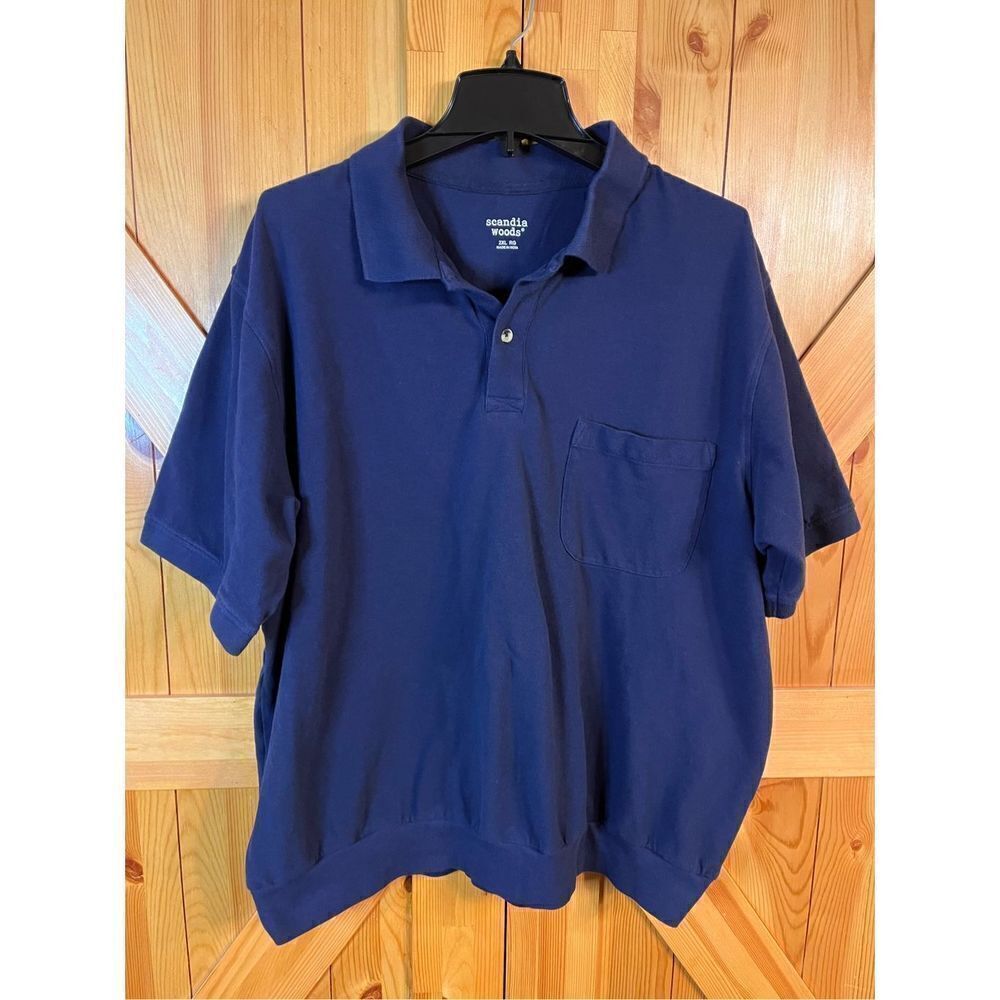 Scandia Woods Mens 2XL Cotton Navy Polo Short Sleeve Shirt (1939)